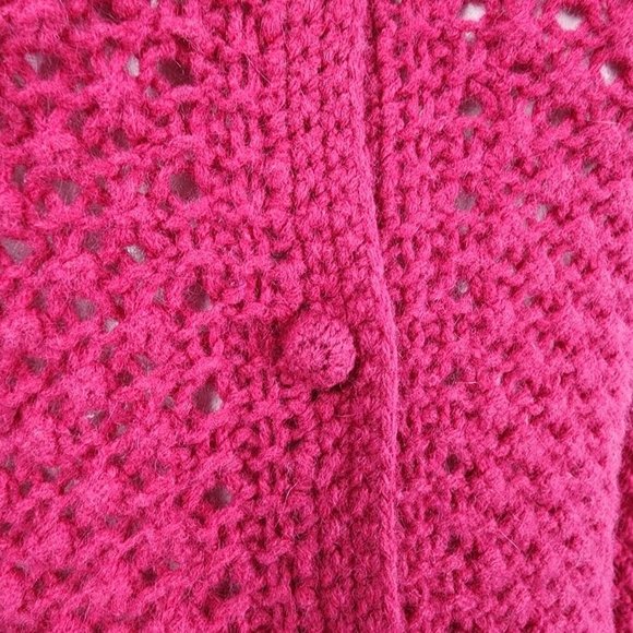 𝅺l.l Bean Pink Wool Angora Open Knit Cardigan Size S - Picture 4 of 12